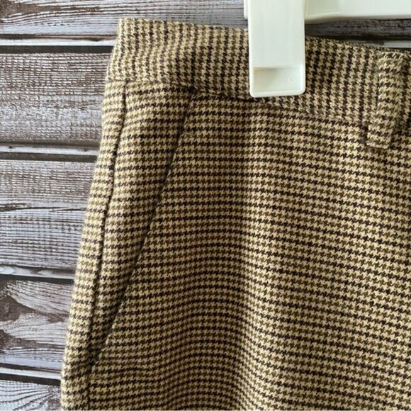LL Bean Women's Classic Fit Pants Size 20 Regular Tab‎ Brown Houndstooth Pockets - Picture 2 of 8